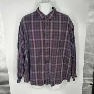 Arrow Blue Jeans Co Shirt Mens 2XL Gray Burgundy Plaid Flannel Button Down Soft
